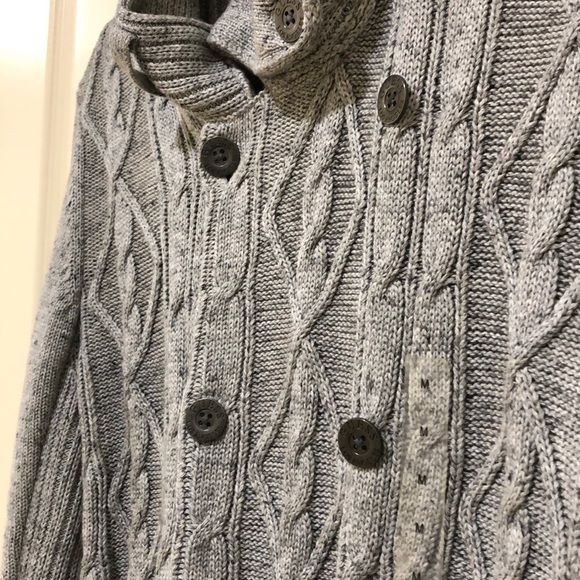 NWT GAP BUTTON UP SWEATER.  MEN’s MED GREY - Picture 2 of 6